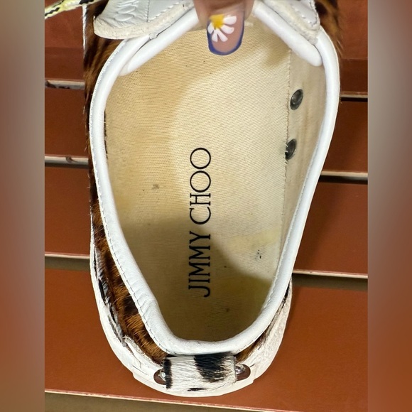 Jimmy Choo Brown and White Sneakers with Leopard Print - Picture 12 of 16